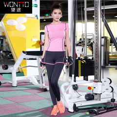 WONTTO运动服套装女秋健身服两件套时尚短袖瑜伽套装女夏跑步服