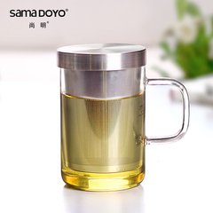 尚明耐热玻璃不锈钢内胆泡茶壶茶水分离过滤个人杯泡花茶杯品茗杯