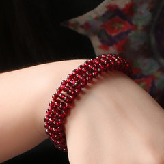 Pro-Baowu wine red garnet bracelet women hand-woven bracelets wide version 0 profit manual chain opening seconds