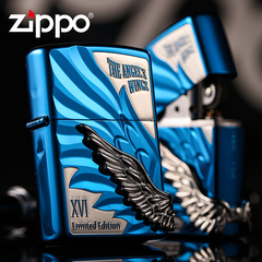 正品zippo打火机美国原装正版蓝冰雕刻贴章 幻影天使之翼限量编号