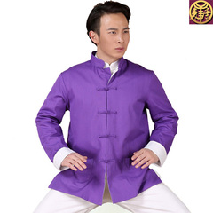 中国风纯棉帆布男士唐装 男 长袖外套中式春秋冬装汉服长衫居士服