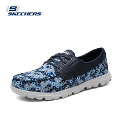 skechers斯凯奇春季新款 舒适绑带帆船鞋女 印花网布休闲鞋14278