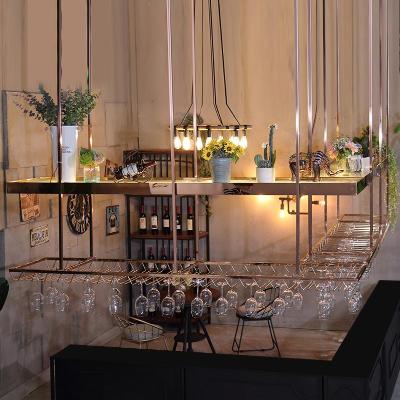 不锈钢悬挂酒架酒吧酒架红酒杯架吧台倒挂吊杯架高脚杯架酒吧酒架