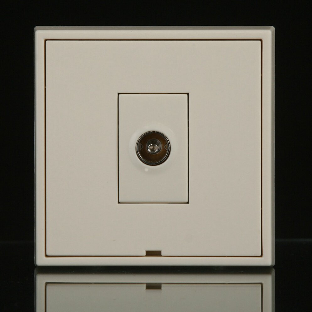 深圳天基德尚系列德式80型规格一位电视插座面板象牙白色j901tv