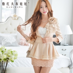Skirts and pink dolls in summer 2015 new ladies beige rose disc flowers hip a-dress skirt
