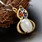 Very Thai enamel gourd white jade pendant women''s Western fashion silver jewelry bags-mail products