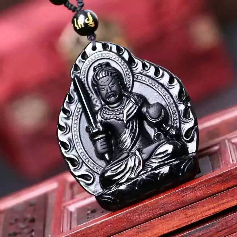 新包邮黑曜石火焰守护神生肖属鸡吊坠不动明尊本命佛挂件时尚护体