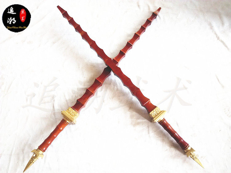 塔形竹节实心鞭竹节鞭双锏双鞭秦琼双锏十八般兵器送袋子