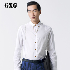 特惠GXG男装秋季新品衬衣 男士时尚白色百搭休闲长袖衬衫51203308