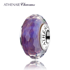 ATHENAIE 925银芯 意大利琉璃 渐变淡紫色切面 DIY琉璃散珠转运珠