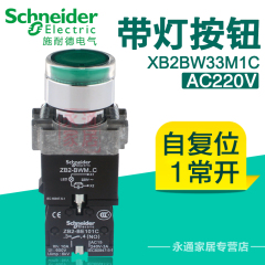 施耐德按钮开关带灯 22mm 220V 自复位 XB2BW33M1C 绿色1常开