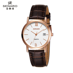 正品 圣雅诺senaro 皮带手表超薄情侣手表防水石英表真皮手表3061