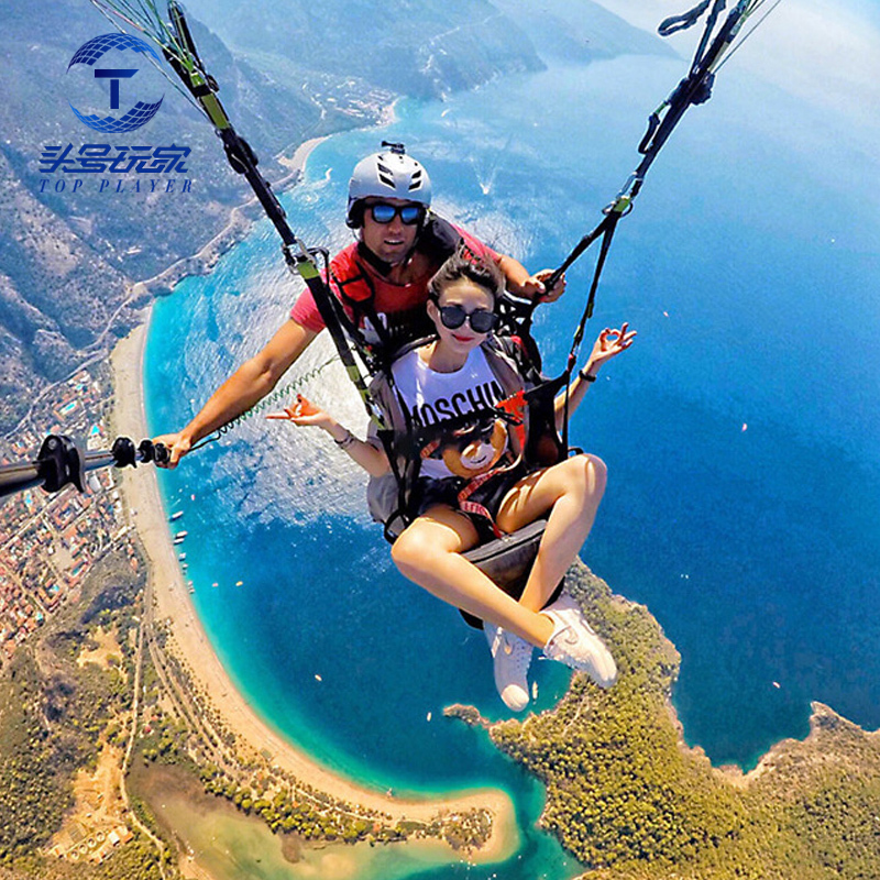 国内湖南长沙岳阳汨罗智峰山滑翔伞教练双人滑翔伞体验低空飞行