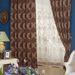 美式客厅遮光定制落地窗帘布欧式加厚雪尼尔提花成品布料窗帘卧室