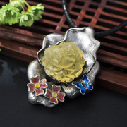 Thai natural beeswax pendant in 925 Silver fashion Lady cloisonne enamel pendant new