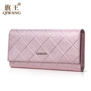 Qi Wang 2015 fall/winter clutch bag women purse leather ladies 30 percent long Korean rhombic women wallet