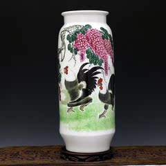景德镇陶瓷器 名家手绘釉上彩 现代时尚简约客厅复古家居摆件花瓶