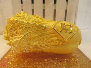 绒沙金创意大白菜招财白菜黄金工艺品摆件装饰品千足金礼品