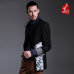 花制作中国风 龙曲 原创设计民族风中式龙纹西服商务西装毛呢外套