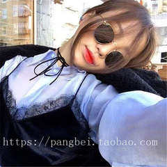 2016年新款韩国网红同款墨镜男女情侣款小脸圆框复古小框太阳眼镜
