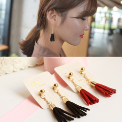 Mountain chain of Korean Korean Joker simple tassels ladies Stud Earrings non-pierced ear ear clip earrings