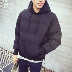 冬季韩版保暖新款棉衣休闲连帽套头面包短款棉外套卫衣男棉服男装