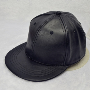 皮帽纯色黑色平沿皮质棒球帽潮男女士鸭舌帽韩版嘻哈帽子