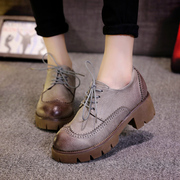 England autumn leisure shoes retro Brock carved art school of small shoes, thick-soled platform shoes with flat wind