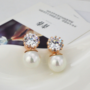 Mu-Mu-jewelry lady luck temperament female imitation pearls zircon earrings are hypoallergenic earrings Korean earrings 926