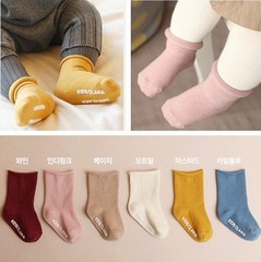 宝宝袜子婴幼儿中筒袜纯色短袜子纯棉儿童防滑地板袜春秋款无骨袜