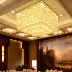 方形水晶大吊灯宴会厅售楼部大型会议室大厅现代LED豪华水晶吊灯