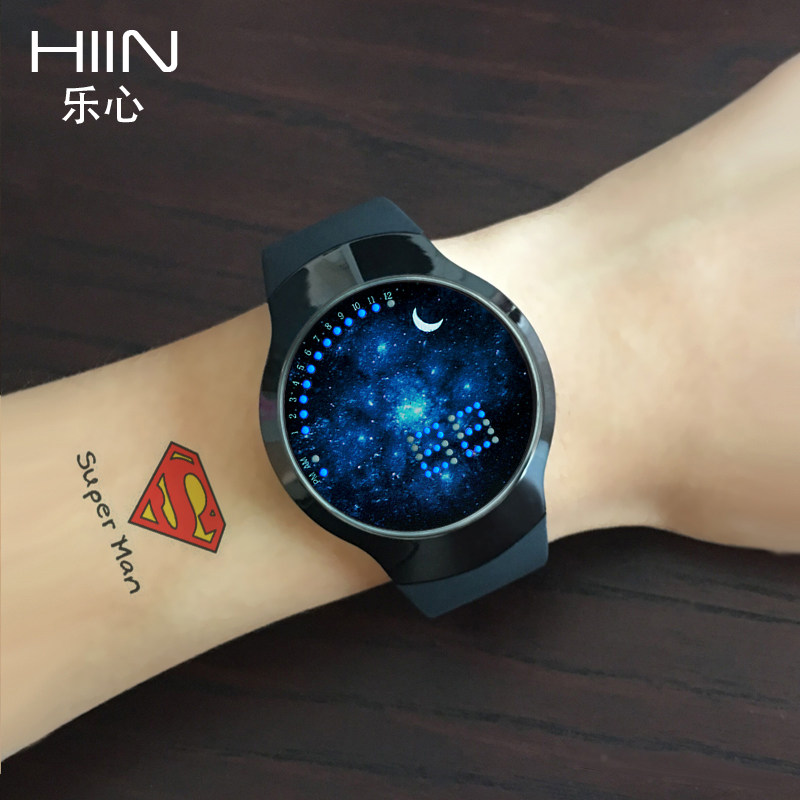 hiin乐心潮流个性创意星空触屏男表情侣表时尚女款手表韩版学生表