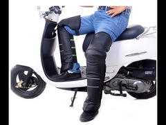 电动车摩托车专用护膝黑色护腿加大加厚男女均码皮质护具护腿骑行