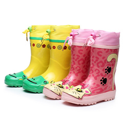 雨牧时尚束口儿童雨靴男女童立体卡通雨鞋韩国秋水鞋天然橡胶套鞋