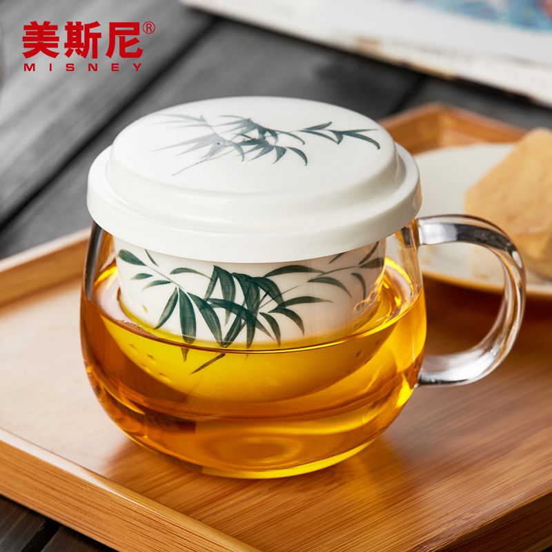 美斯尼 耐热玻璃杯泡茶杯【手绘】陶瓷过滤内胆加厚透明花茶杯产品展示图3