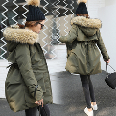 艾加冬季女装新款韩版周冬雨同款棉衣中长款连帽棉服休闲百搭外套