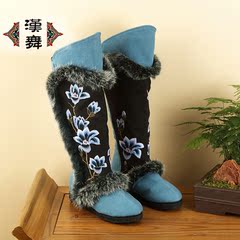 Chinese dance specials clearance fashion boots for fall/winter rabbit hair single boots national wind in the higher layer makeup women's boots at the end of the Jade
