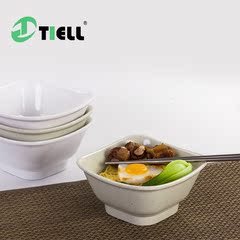 Tiell仿瓷日式餐具小饭碗方口碗护边碗家用塑料碗面碗汤碗密胺碗