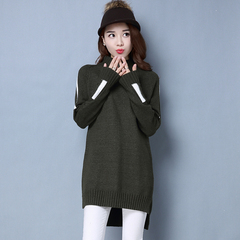 2016冬季新款韩版中长款套头毛衣女宽松时尚针织半高领打底衫长袖