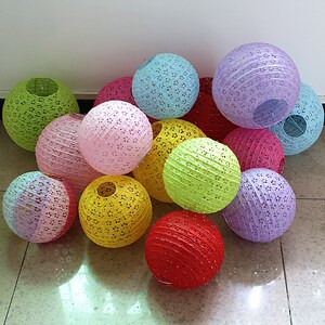 5(1折)彩色圆形60cm纸灯笼吊灯罩灯具活动画画婚庆装饰挂饰折叠手工