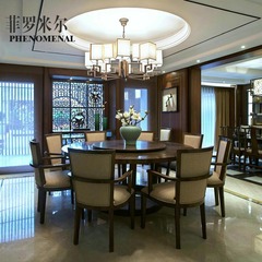 菲罗米尔新中式实木餐桌椅组合6人简约现代样板房家具8人圆形饭桌