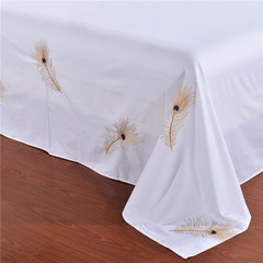 外贸 床单纯棉单件绣花床上用品纯色双人1.5米床1.8米床