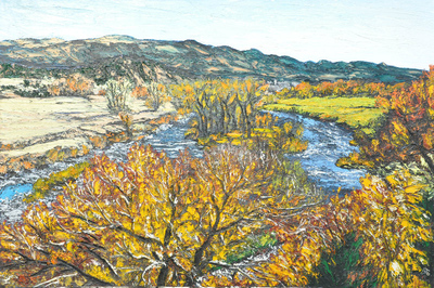 刘玉杰《碧水秋叶》90cmx120cm原创布面油画