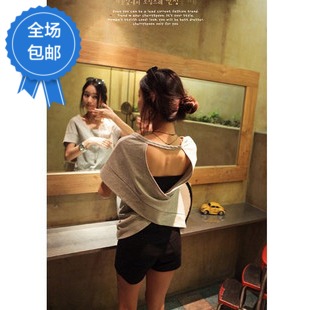 601号 大码韩版超时尚纯棉短袖性感露背休闲超酷短袖T恤 多色入选|msdalam kategori Butik wanita / wanita, baju-T - dari Buy2taobao.com untuk memberikan perkhidmatan ejen Taobao profesional membeli