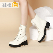 Shoebox/shoe 2015 New England in winter fashion boots rivets leisure square root-in-tube Martin boots