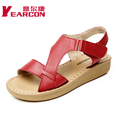 YEARCON/er Kang shoes 2015 summer new women genuine leather peep-toe wedges comfort sandals