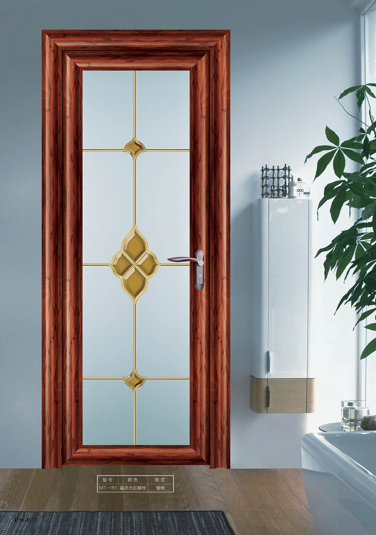 美心 钛镁合金厨卫平开门 阳光系列mt-151 晶泳大红酸枝色 内铝花已售