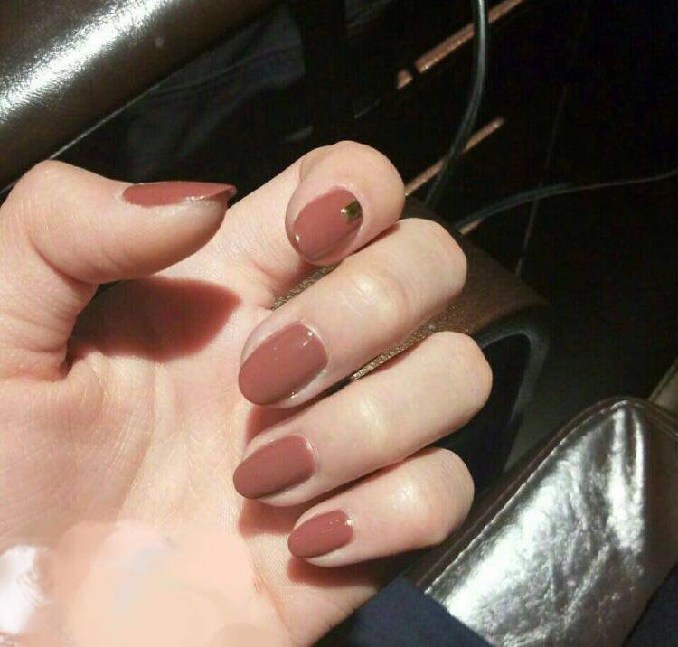 结婚 短款_裸色甲片咖色 新娘结婚成品假指甲 成品 包邮 纯色短款贴片