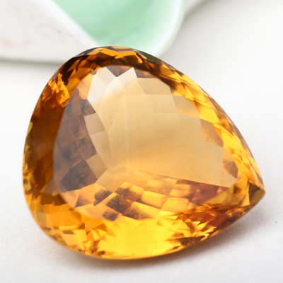 90.35克拉大颗粒收藏巴西天然黄水晶裸石精美切割