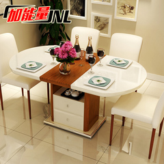 加能量 现代简约电磁炉餐桌椅组合 钢化玻璃伸缩折叠饭桌烤漆圆桌